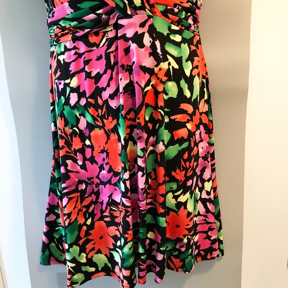 Lovely Nina Leonard Colourful Dress Size Large. - Picture 2 of 13